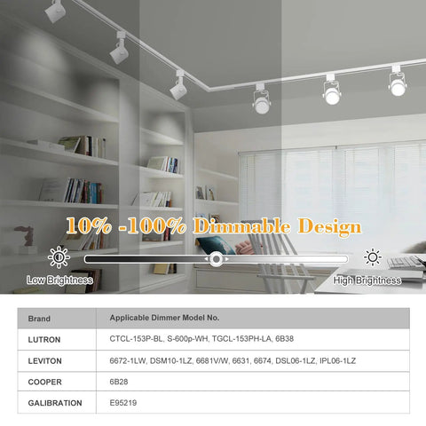 Dope 9W 4000K LED Track Light Heads Dimmable 3 Wire H Type Fixture living room installation with dimmable feature chart