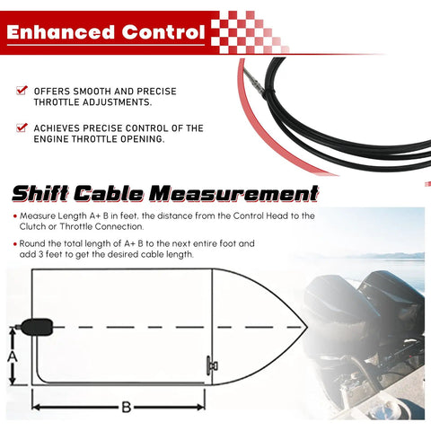 Diagram and instructions for 12Ft Boat Throttle And Shift Cables For Mercury MerCruiser 4000 Series Gen 2 Remote Control System Replaces CC18912