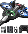 Foam Remote Control Airplane With Lights For Kids And Adults Blue Body No Fuss Beginner Friendly RC Plane with accessories shown