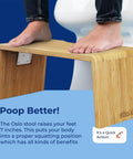 Person using Oslo Folding Bamboo Toilet Stool 7 Inch Height around toilet for proper squatting, promoting comfortable use.