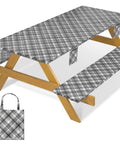 Fitted Waterproof Picnic Table Cover Set With Bench Covers Heavy Duty Elastic Outdoor Tablecloth for 6 Foot Rectangular Tables