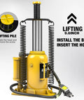 Top Shelf Pneumatic Air Bottle Jack With 20 Ton Capacity And Manual Hand Pump Plus Air Pump for heavy-duty lifting with 9.6 inch lift.