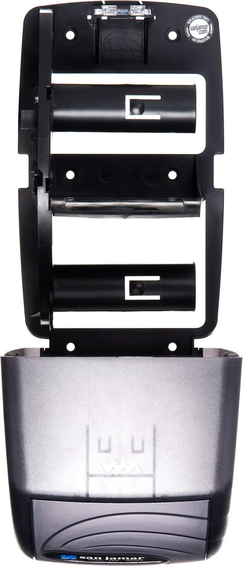 Duett Dual Roll Bath Tissue Dispenser With Infinity System open view showing roll holders