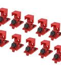 10 Pack Clamp On Circuit Breaker Lockout Devices For 120/277V Single Pole Systems, Lockout Tagout Safety Kit