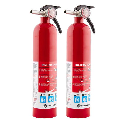 Home1 2 Pack Do It All Home Fire Extinguisher Red UL Rated 1A 10B C All Metal Construction With Commercial Grade Valve And Trigger.
