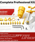 All In One Hydraulic Brake Bleed Kit For Mountain Bikes And E Bikes That Fits 2 Piston And 4 Piston Disc Brakes Compatible With Super 73 And Lectric Series Leak Free Maintenance Tool For DIY Bike Enthusiasts, showing components and toolbox