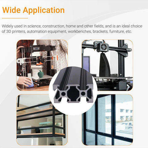 2 Pack 400mm 2040 V Slot Aluminum Extrusion European Standard Anodized Black Profile With Accessories For 3D Printer And CNC Building Kit Includes L Shaped Corner Connectors 50 T Nuts And Wrench Beefed Up 6063 T5, used in 3D printers and shelving
