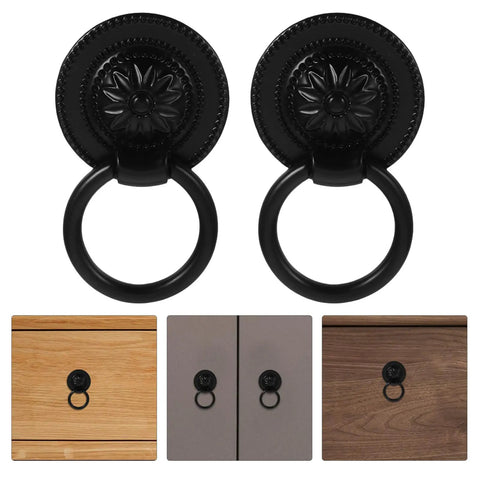 Vintage Style Drawer Pulls Set Of 4 Retro Flower Cabinet Handles 36mm Black Antique Dresser Hardware For Cabinets And Drawers Home Renovation Durable Metal Easy Install Farmhouse Chic Vibe