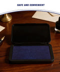 Dead Zero Smudge Fast Dry Pigment Ink Pad For Rubber Stamps And Official Signatures in a compact case with dark blue ink.