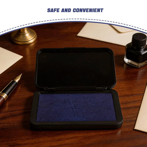 Dead Zero Smudge Fast Dry Pigment Ink Pad For Rubber Stamps And Official Signatures in a compact case with dark blue ink.