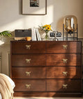 Dresser with Gold Bow Cabinet Knob Set With Screws 8 Pack Vintage Brass Drawer Pulls For Dresser Cabinets Cupboards And Vanities