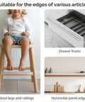 Heavy Duty Cabinet Door Protectors For Kitchen Cabinets 3/4 Inch Thick clear trim shown on furniture edges, drawers, and horizontal panels.