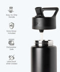 Black lid detail of Disney Princess 14oz Kids Water Bottle With Straw Lid Insulated Stainless Steel Tumbler For Girls School