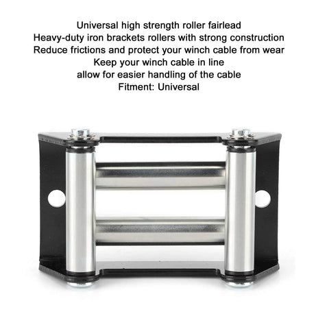 Universal Heavy Duty Winch Roller Fairlead Galvanized Steel Frame 110mm 4 Inch Hole Distance, front view