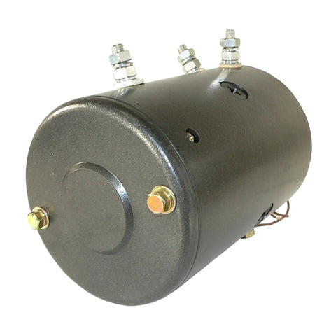 Beefed Up 12V Winch Motor Replacement for Warn 20 Spline, Reversible 3 Post Design, side view with connectors visible