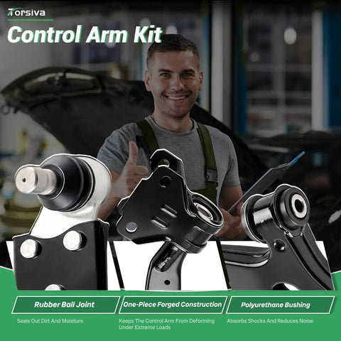 Front Lower Control Arm With Ball Joint Kit For Ford Escape 2014 2015 2016 2017 2018 2019 Driver And Passenger Sides Plus Stabilizer Sway Bar End Links 4 Piece Replacement Set, black forged steel