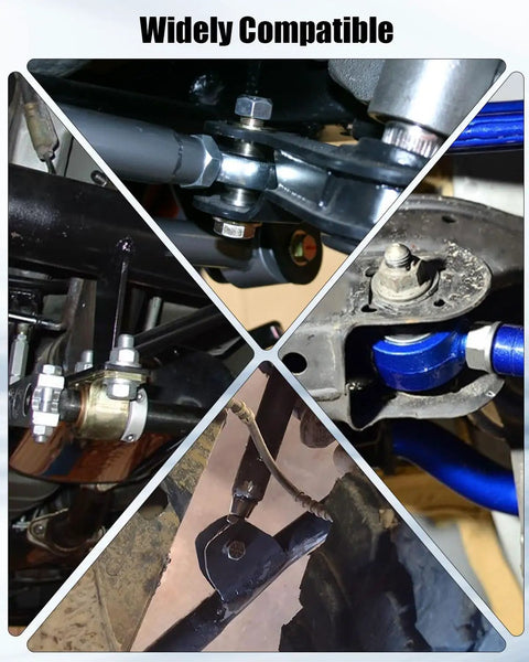 Beefy Heavy Duty 1.25 Inch Rod End Heim Joint Kit With Left And Right Threads For 1.75 Inch OD Tubing 0.120 Inch Wall And Two And Five Eighths Inch Mounting Width 12 TPI Shafts Includes Both Sides installed on steering and suspension linkages