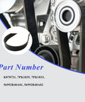 Super Smooth Serpentine Drive Belt For Honda Accord Fits 2008 To 2012 Models Replaces K070721 And 56992R40A01 close-up of part numbers.