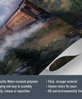 Epic Steam Train Wall Mural With 3D Mountain Landscape, Retro Locomotive Adventure Theme, Silk Cloth, 169.3x118.2 Inches