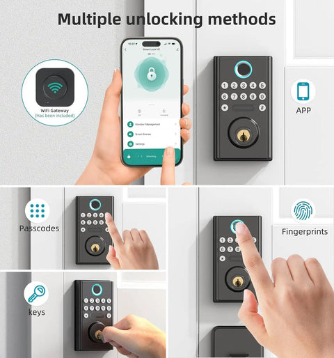 Secure Your Spot Fast With This Smooth Operator Smart Wifi Deadbolt offering multiple unlocking methods with fingerprint and app control.