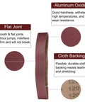 Heavy Duty Sanding Belts 6X89 Inches One Twenty Grit Aluminum Oxide Abrasive Paper for Belt Sanders and Woodworking, showing flat joint design.