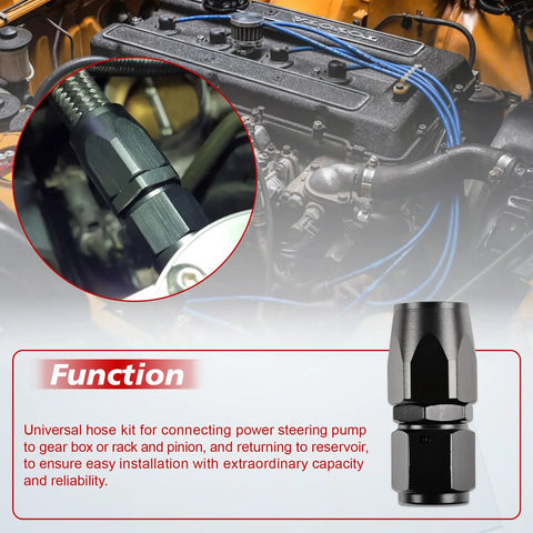 Close-up of Easy Install Universal Power Steering Pump Hose Kit Return To Reservoir Hose Kit Compatible With GM LS Swap LS1 LS3
