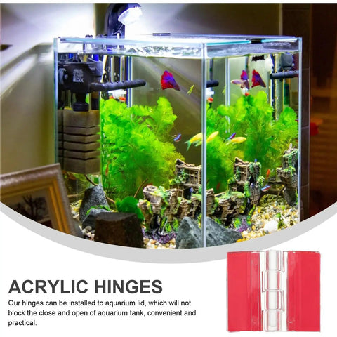 Peel And Stick Clear Acrylic Hinges Set Heavy Duty 20 Pcs for cabinets aquarium lids glass doors transparent no drill