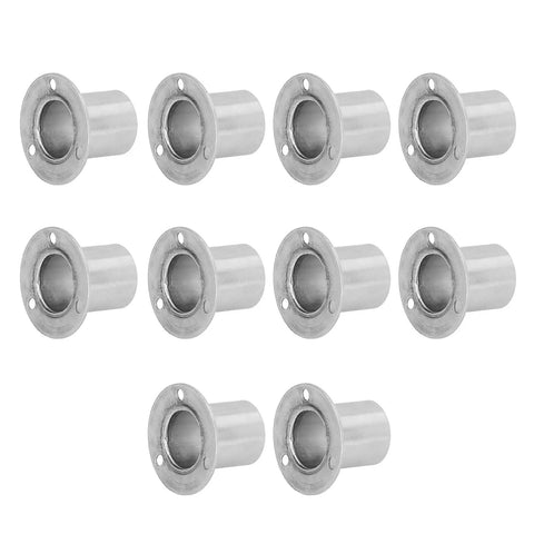 Heavy Duty Flange Pipe Base Kit 19mm For Wardrobe Closet Cupboard And Desk Installations, 10 Pack With Screws, shown in metal