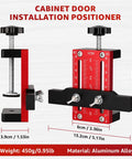 Top Shelf Adjustable Cabinet Door Positioning Jig, No Sweat Install Game Changer For Frameless Or Face Frame Cabinetry, Rock Solid Hinge Alignment Tool For Fast Weekend Reno Upgrades, showing dimensions and material.