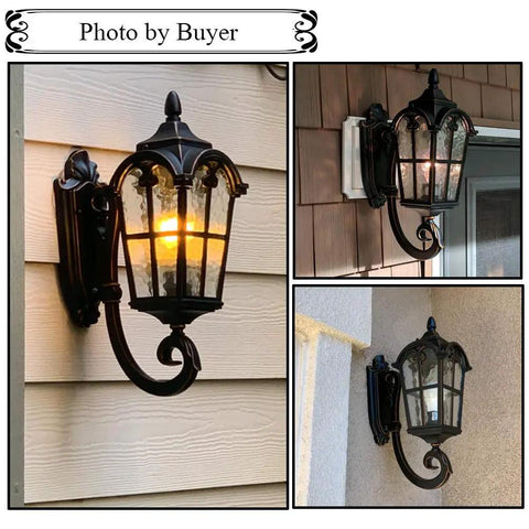 Dusk To Dawn Outdoor Wall Light With Sensor, Hands Free Operation, Matte Black Lantern Illuminating Porch and Garage Walls
