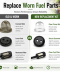 Fuel Line Repair Kit With Filter and Primer Bulb Grommets For Honda FG110K1ANT Small Engine Gasoline System Fixing Replacements Upkeep And Smooth Operation comparing old and new parts