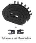 Open Type Cable Drag Chain 1 Meter Black Plastic Internal 10x11mm External 15x18mm For 3D Printers And CNC Machines with connectors