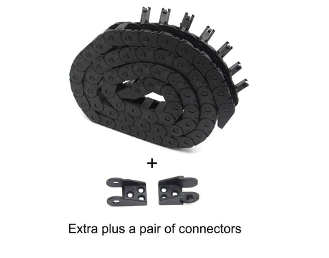 Open Type Cable Drag Chain 1 Meter Black Plastic Internal 10x11mm External 15x18mm For 3D Printers And CNC Machines with connectors