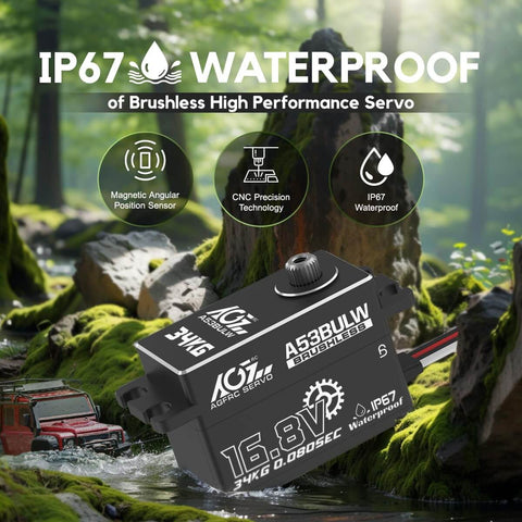 Beefy 34Kgcm High Torque RC Steering Servo Waterproof Low Profile For 1 To 10 Scale RC Cars with 16.8V power in forest setting