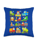 Farm Vehicle Throw Pillow Featuring 12 Tractors And Harvest Machines Double Sided Print 100 Percent Polyester Fill For Boys And Girls Cool Farm Decor For Living Room Or Bedroom
