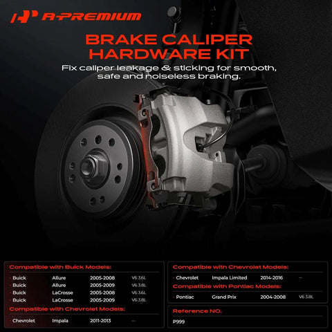 A-Premium Rear Disc Brake Hardware Kit For Chevy Impala And Buick LaCrosse Plus Pontiac Grand Prix; silver caliper and rotor