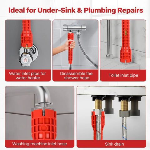 8 In 1 Multifunction Sink And Faucet Installer Wrench demonstrating various plumbing repairs
