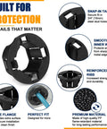 100 Pack Half Inch Snap In Bushing Grommet Set, black nylon with reinforced ribs and smooth inner wall for cable protection.