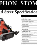 Mini Skid Steer Loader 1800 Lb Capacity With Auger For Digging Drilling And Light Bull Dozing In Gardens, product specifications