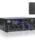 BT398A Stereo Amplifier Receiver With Bluetooth USB SD FM Radio Optical And Coaxial Inputs 900W Peak Power 2 Channel Home Audio