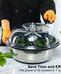 Leaf Bowl Bud Trimmer With Switchable Stainless Steel Blades And Clear Visibility Dome in use, showcasing hand twist spin cutter.