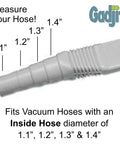 Long Reach Vacuum Extension Attachment With 36 Inch Reach And Flat Hose Design For Deep Cleaning Dust Bunnies, Pet Hair, And Hard-To-Reach Spots Under Furniture And Fridge, Gray Finish fits vacuum hoses 1.1 to 1.4 inch