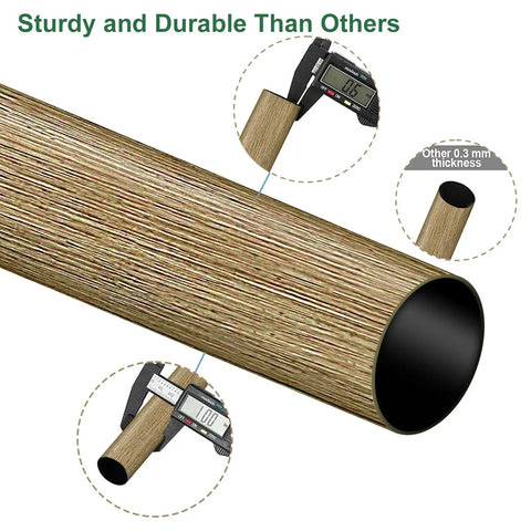 Heavy Duty Adjustable Curtain Rod Kit 16 To 144 Inch 1 Inch Diameter With Wood Grain Leaf Pattern Finials Nine Piece Interlocking Rods