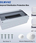 Rugged 18 Way Circuit Breaker Box With IP65 Waterproof Rating Features Transparent Window Cover For Easy Checks Made From Premium ABS PC Alloy Distribution Panel with additional parts.