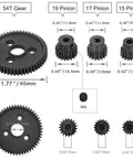 54T 0.8 32 Pitch Metal Spur Gear Set With 15T 17T 19T Pinions And 3.175mm Coupler For Traxxas Slash 4x4 And 2WD RC Vehicles