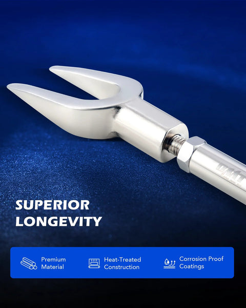 Orion Motor Tech pickle fork tool, metal ball joint separator fork with threaded shaft — close-up view