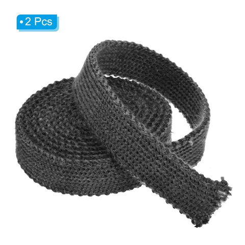 PATIKIL wood stove gasket rope, flat graphite fiberglass seal, black, 2 pcs