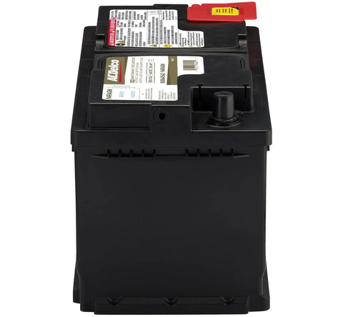 Gold Series 94R AGM Battery With 36 Month Warranty side view showing labels and terminals, Group 94R for cars and SUVs