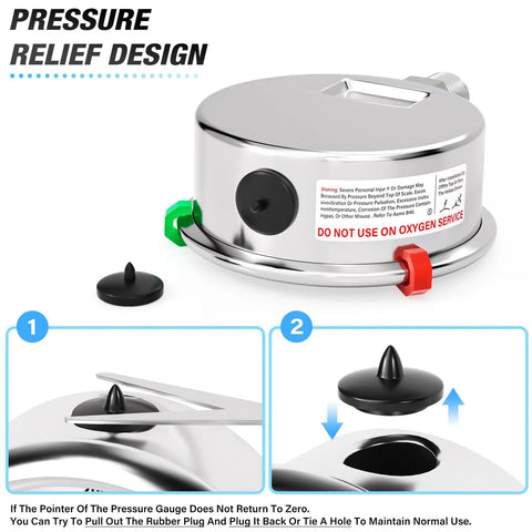 Stainless Steel Liquid Filled Pressure Gauge With 2.5 Inch Dial 0 To 200 PSI One Quarter Inch NPT Lower Mount Heavy Duty