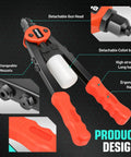 DNA Motors Heavy Duty Rivet Gun With Collection Bottle Tool Set, 1 x 12-1/2 inch, features ergonomic handle and detachable gun head.